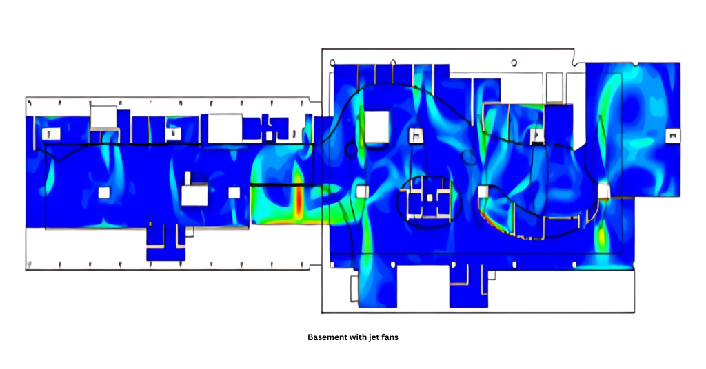 Basement with jet fans 