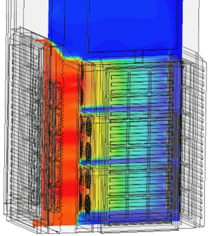 Fig : Contour Coloured by Velocity Magnitude & Temperature
